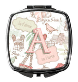 Letter A Love in Paris Pink Compact Mirror CJ2002-ASCM by Caroline's Treasures