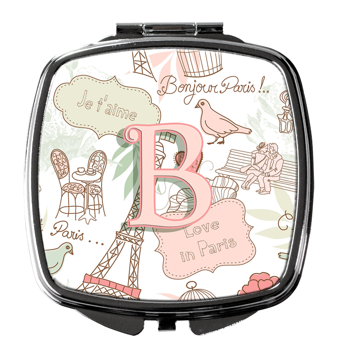 Letter B Love in Paris Pink Compact Mirror CJ2002-BSCM by Caroline's Treasures