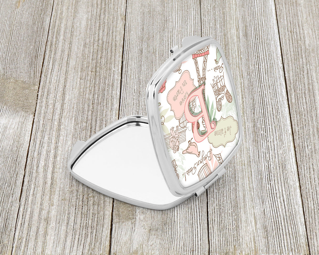 Letter B Love in Paris Pink Compact Mirror CJ2002-BSCM by Caroline's Treasures