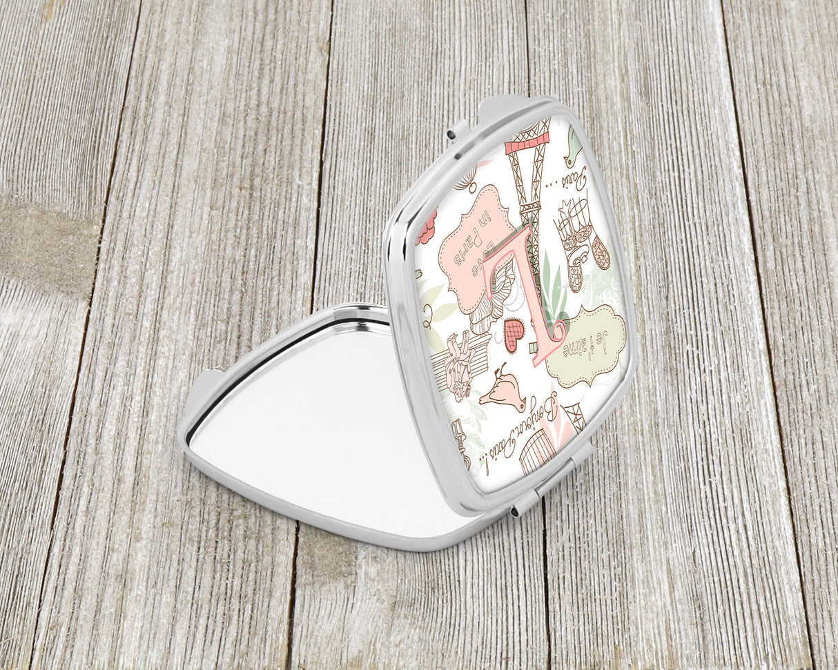 Letter L Love in Paris Pink Compact Mirror CJ2002-LSCM by Caroline's Treasures