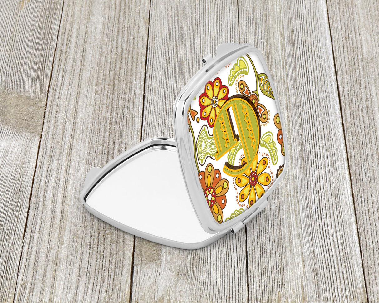 Letter G Floral Mustard and Green Compact Mirror CJ2003-GSCM by Caroline's Treasures