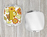 Letter P Floral Mustard and Green Compact Mirror CJ2003-PSCM by Caroline's Treasures