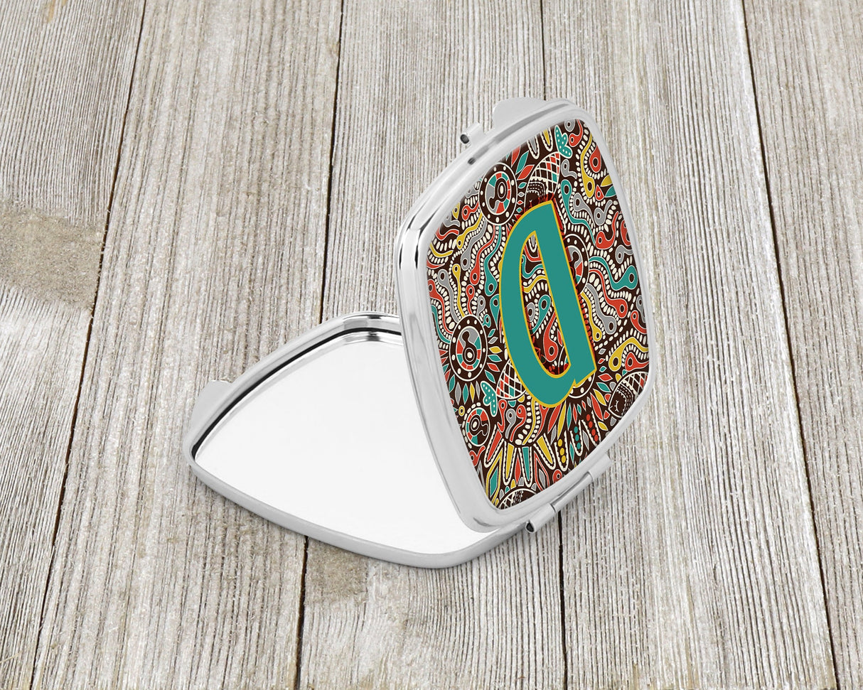 Letter D Retro Tribal Alphabet Initial Compact Mirror CJ2013-DSCM by Caroline's Treasures