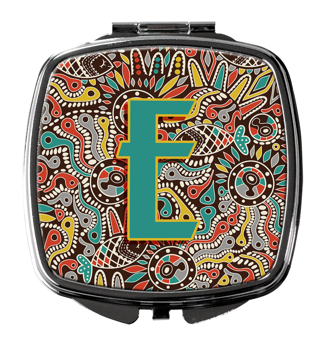 Letter E Retro Tribal Alphabet Initial Compact Mirror CJ2013-ESCM by Caroline's Treasures