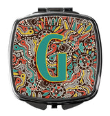 Letter G Retro Tribal Alphabet Initial Compact Mirror CJ2013-GSCM by Caroline's Treasures