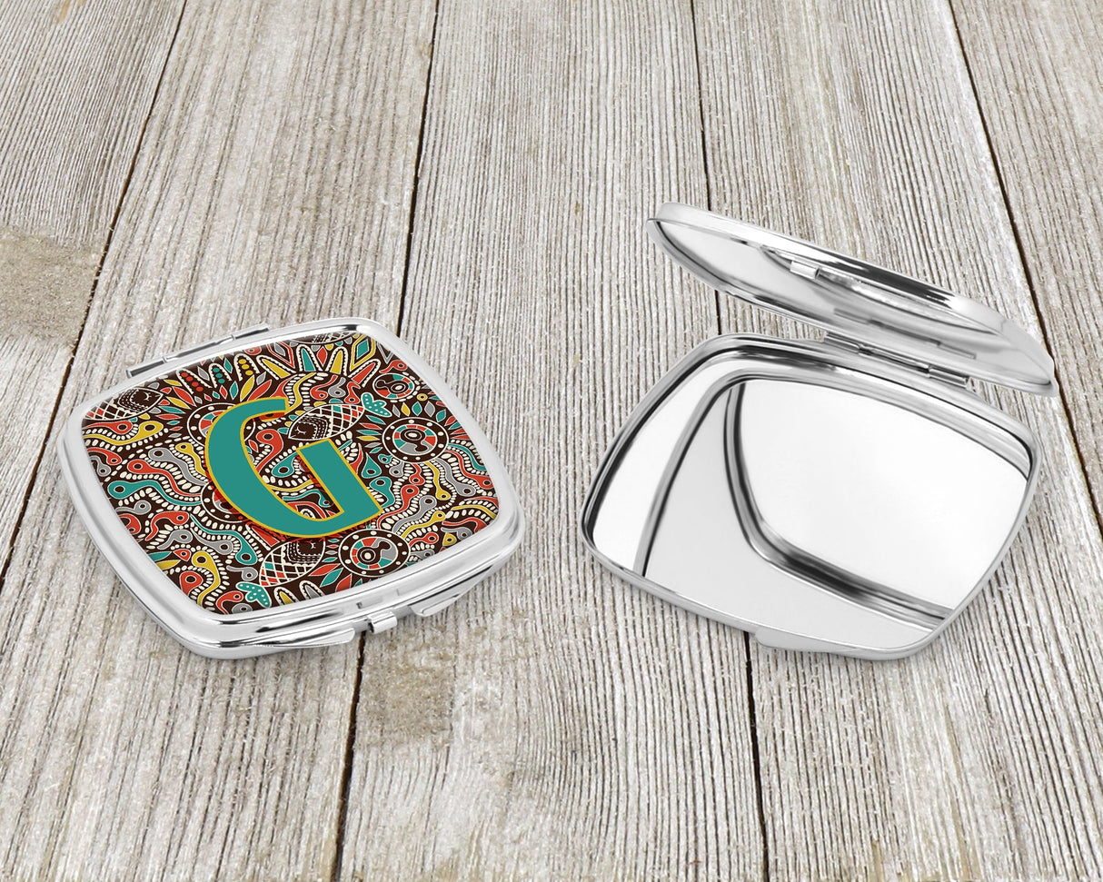 Letter G Retro Tribal Alphabet Initial Compact Mirror CJ2013-GSCM by Caroline's Treasures