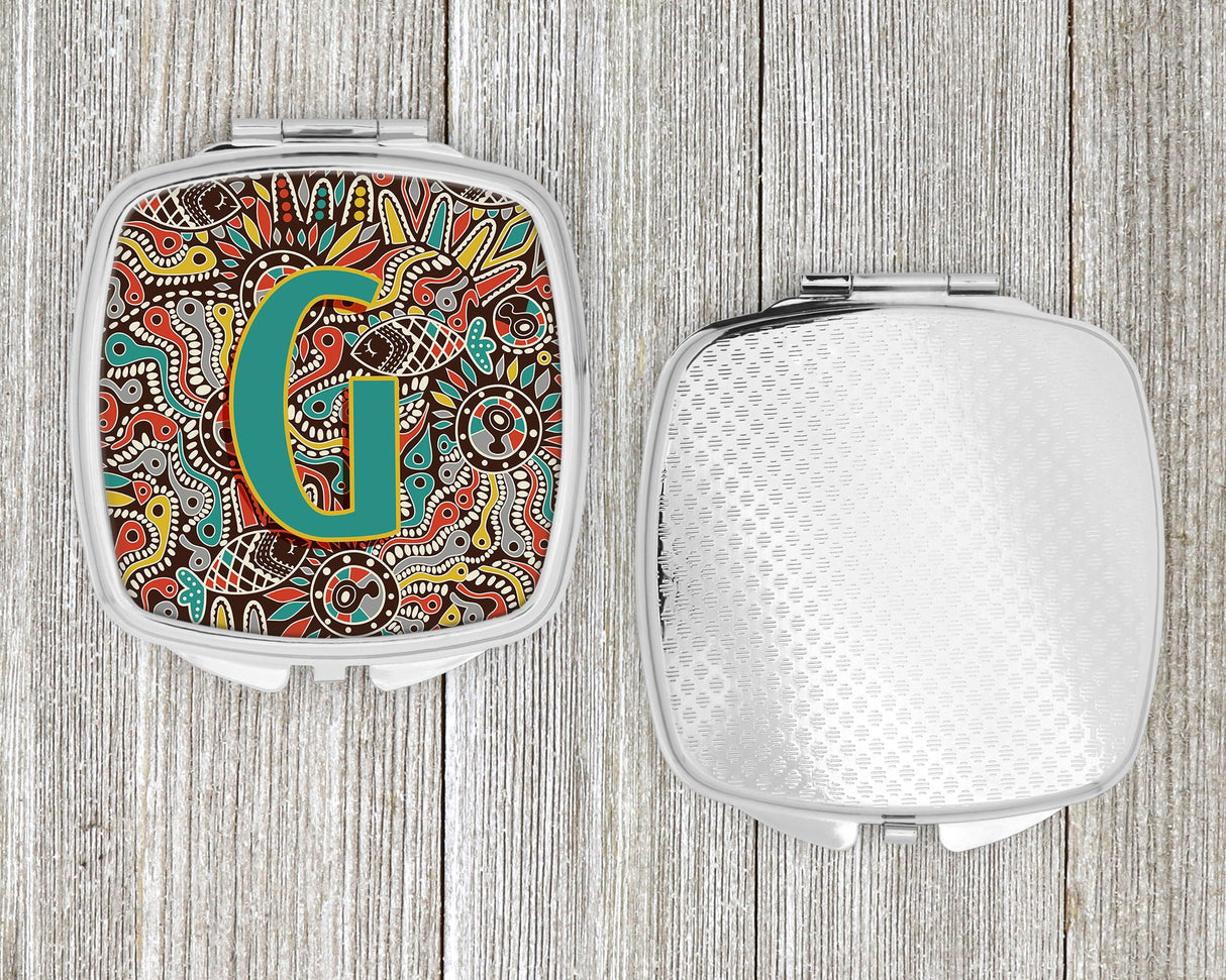 Letter G Retro Tribal Alphabet Initial Compact Mirror CJ2013-GSCM by Caroline's Treasures