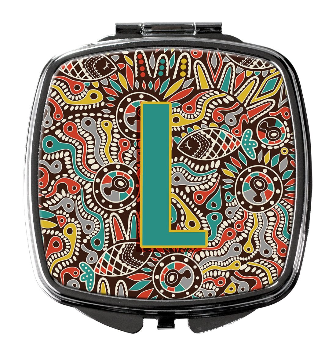 Letter L Retro Tribal Alphabet Initial Compact Mirror CJ2013-LSCM by Caroline's Treasures