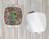 Letter L Retro Tribal Alphabet Initial Compact Mirror CJ2013-LSCM by Caroline's Treasures