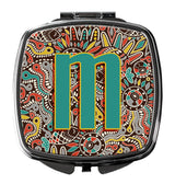 Letter M Retro Tribal Alphabet Initial Compact Mirror CJ2013-MSCM by Caroline's Treasures