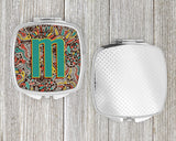 Letter M Retro Tribal Alphabet Initial Compact Mirror CJ2013-MSCM by Caroline's Treasures