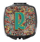 Letter R Retro Tribal Alphabet Initial Compact Mirror CJ2013-RSCM by Caroline's Treasures