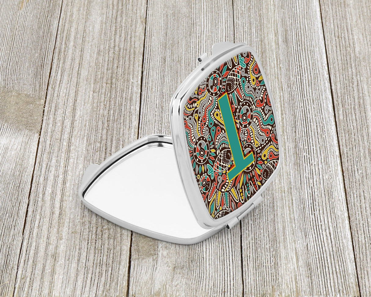 Letter T Retro Tribal Alphabet Initial Compact Mirror CJ2013-TSCM by Caroline's Treasures