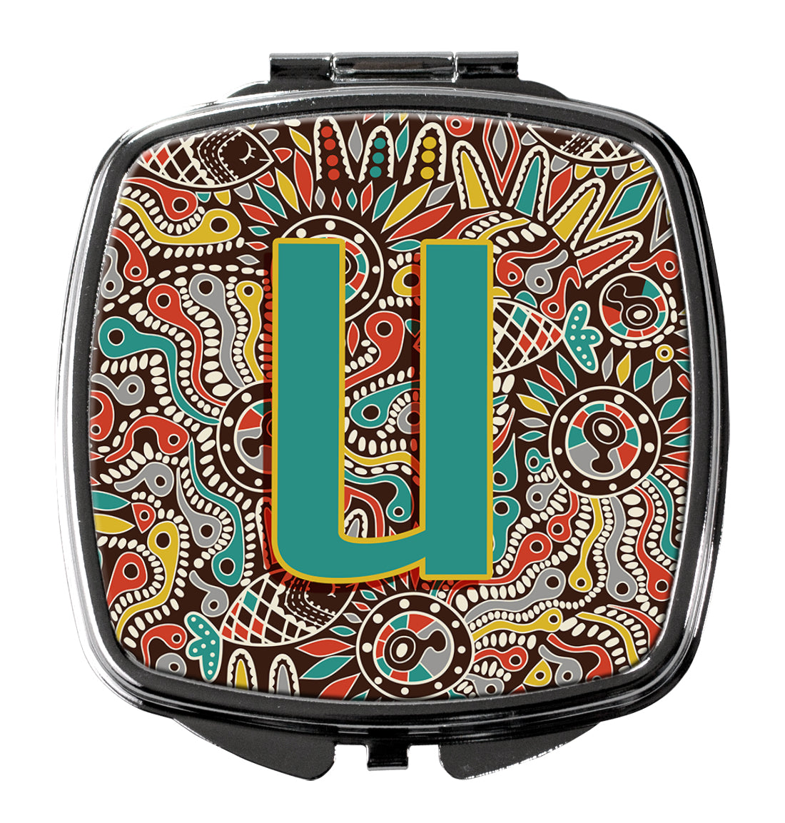 Letter U Retro Tribal Alphabet Initial Compact Mirror CJ2013-USCM by Caroline's Treasures