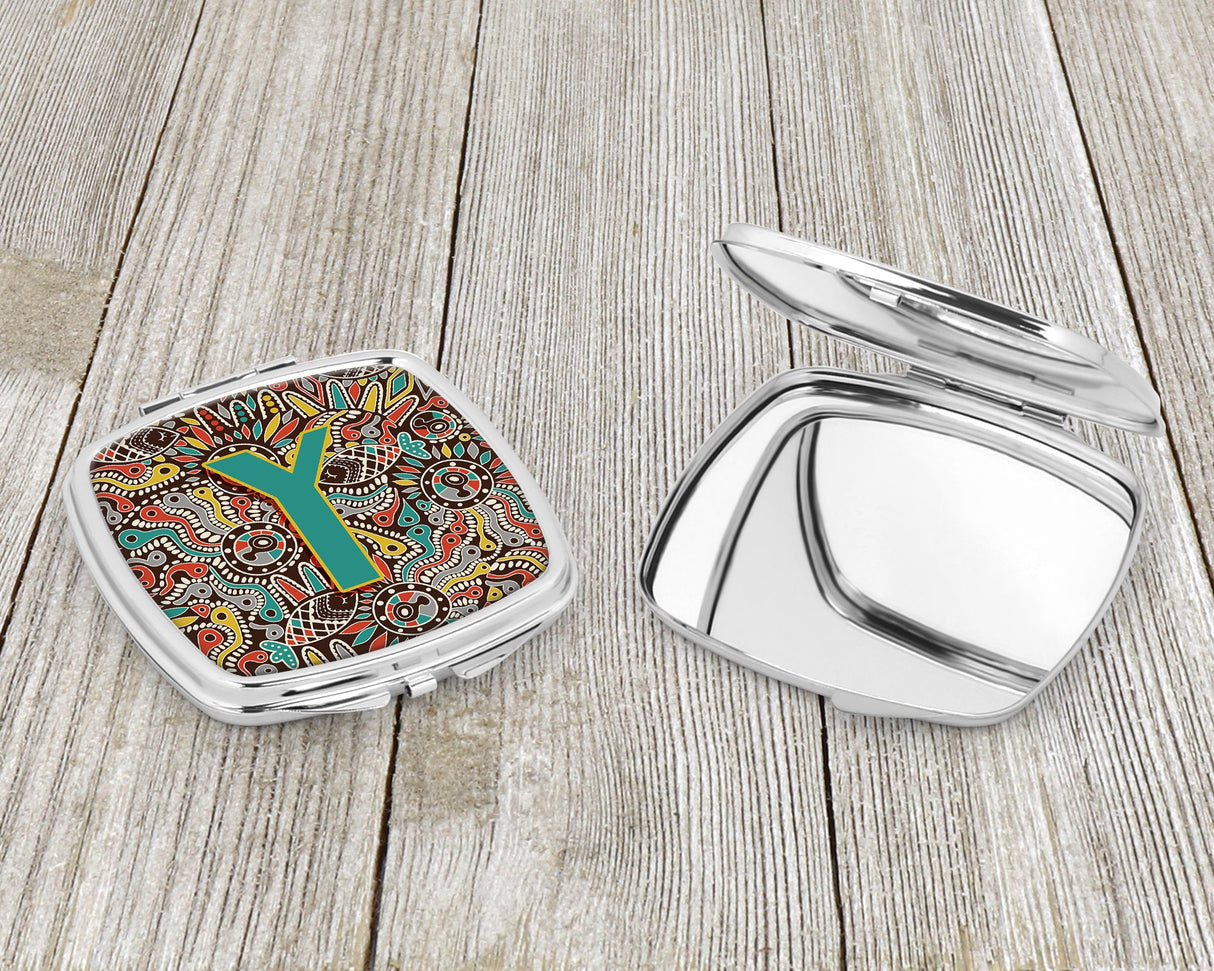 Letter Y Retro Tribal Alphabet Initial Compact Mirror CJ2013-YSCM by Caroline's Treasures