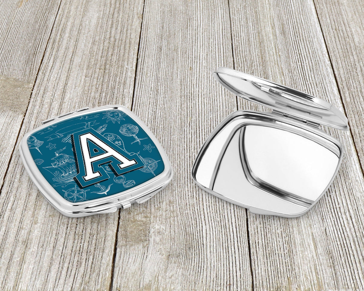 Letter A Sea Doodles Initial Alphabet Compact Mirror CJ2014-ASCM by Caroline's Treasures