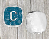 Letter C Sea Doodles Initial Alphabet Compact Mirror CJ2014-CSCM by Caroline's Treasures