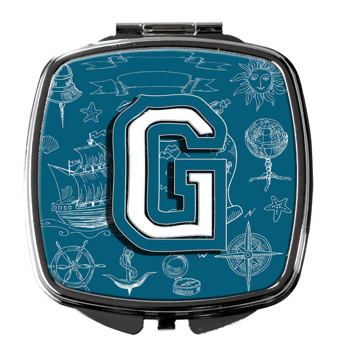 Letter G Sea Doodles Initial Alphabet Compact Mirror CJ2014-GSCM by Caroline's Treasures