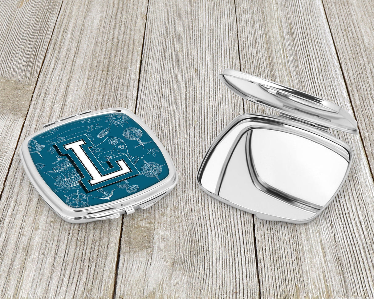 Letter L Sea Doodles Initial Alphabet Compact Mirror CJ2014-LSCM by Caroline's Treasures