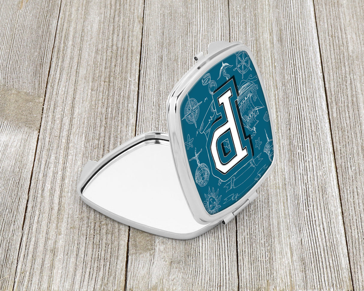 Letter P Sea Doodles Initial Alphabet Compact Mirror CJ2014-PSCM by Caroline's Treasures