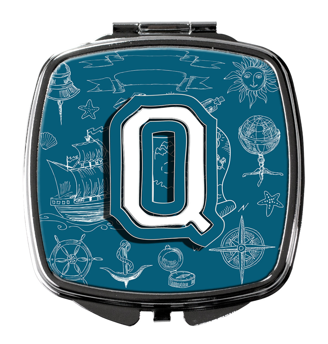 Letter Q Sea Doodles Initial Alphabet Compact Mirror CJ2014-QSCM by Caroline's Treasures