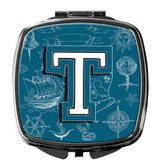 Letter T Sea Doodles Initial Alphabet Compact Mirror CJ2014-TSCM by Caroline's Treasures