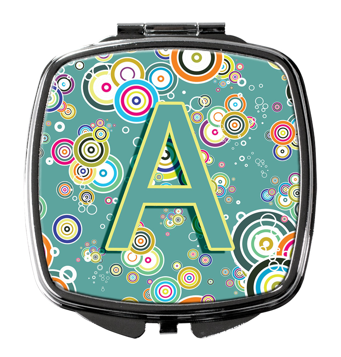 Letter A Circle Circle Teal Initial Alphabet Compact Mirror CJ2015-ASCM by Caroline's Treasures