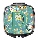 Letter D Circle Circle Teal Initial Alphabet Compact Mirror CJ2015-DSCM by Caroline's Treasures