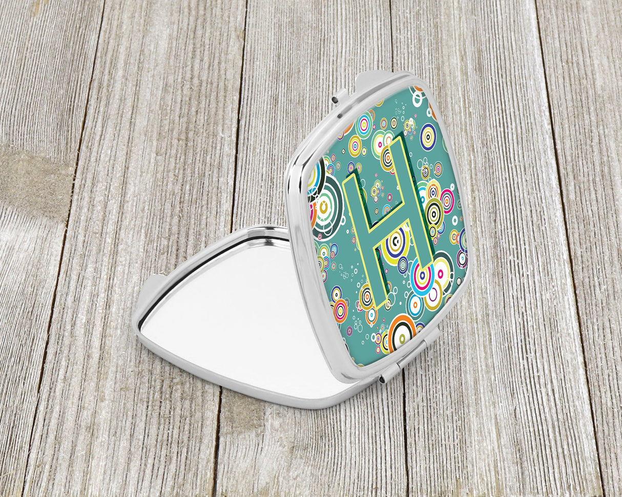 Letter H Circle Circle Teal Initial Alphabet Compact Mirror CJ2015-HSCM by Caroline's Treasures