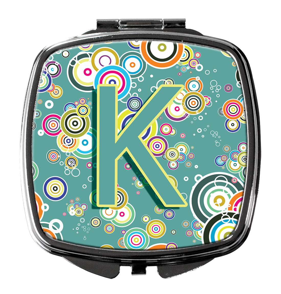 Letter K Circle Circle Teal Initial Alphabet Compact Mirror CJ2015-KSCM by Caroline's Treasures