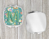 Letter M Circle Circle Teal Initial Alphabet Compact Mirror CJ2015-MSCM by Caroline's Treasures