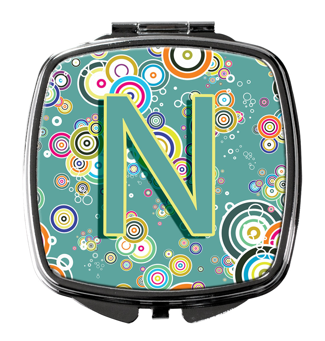 Letter N Circle Circle Teal Initial Alphabet Compact Mirror CJ2015-NSCM by Caroline's Treasures