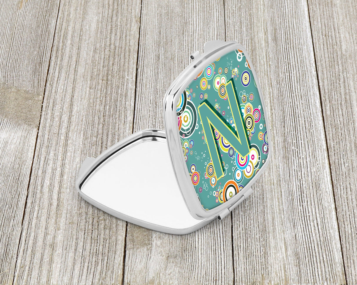 Letter N Circle Circle Teal Initial Alphabet Compact Mirror CJ2015-NSCM by Caroline's Treasures