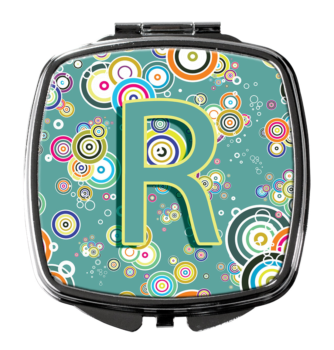 Letter R Circle Circle Teal Initial Alphabet Compact Mirror CJ2015-RSCM by Caroline's Treasures