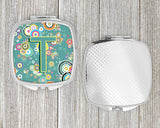 Letter T Circle Circle Teal Initial Alphabet Compact Mirror CJ2015-TSCM by Caroline's Treasures