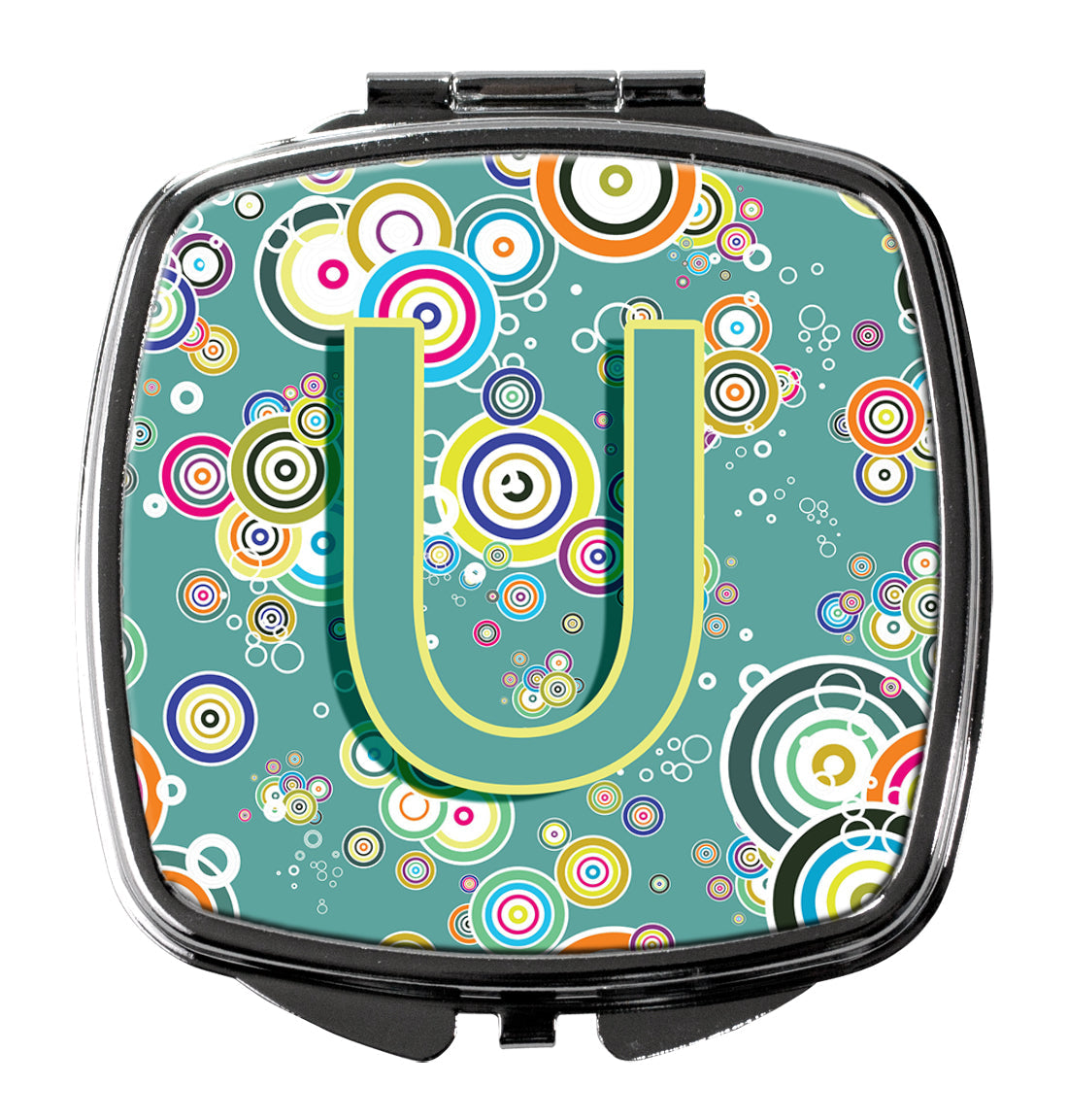 Letter U Circle Circle Teal Initial Alphabet Compact Mirror CJ2015-USCM by Caroline's Treasures