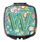 Letter W Circle Circle Teal Initial Alphabet Compact Mirror CJ2015-WSCM by Caroline's Treasures