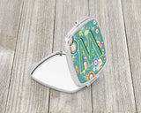 Letter W Circle Circle Teal Initial Alphabet Compact Mirror CJ2015-WSCM by Caroline's Treasures