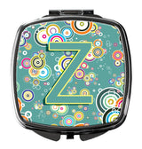 Letter Z Circle Circle Teal Initial Alphabet Compact Mirror CJ2015-ZSCM by Caroline's Treasures