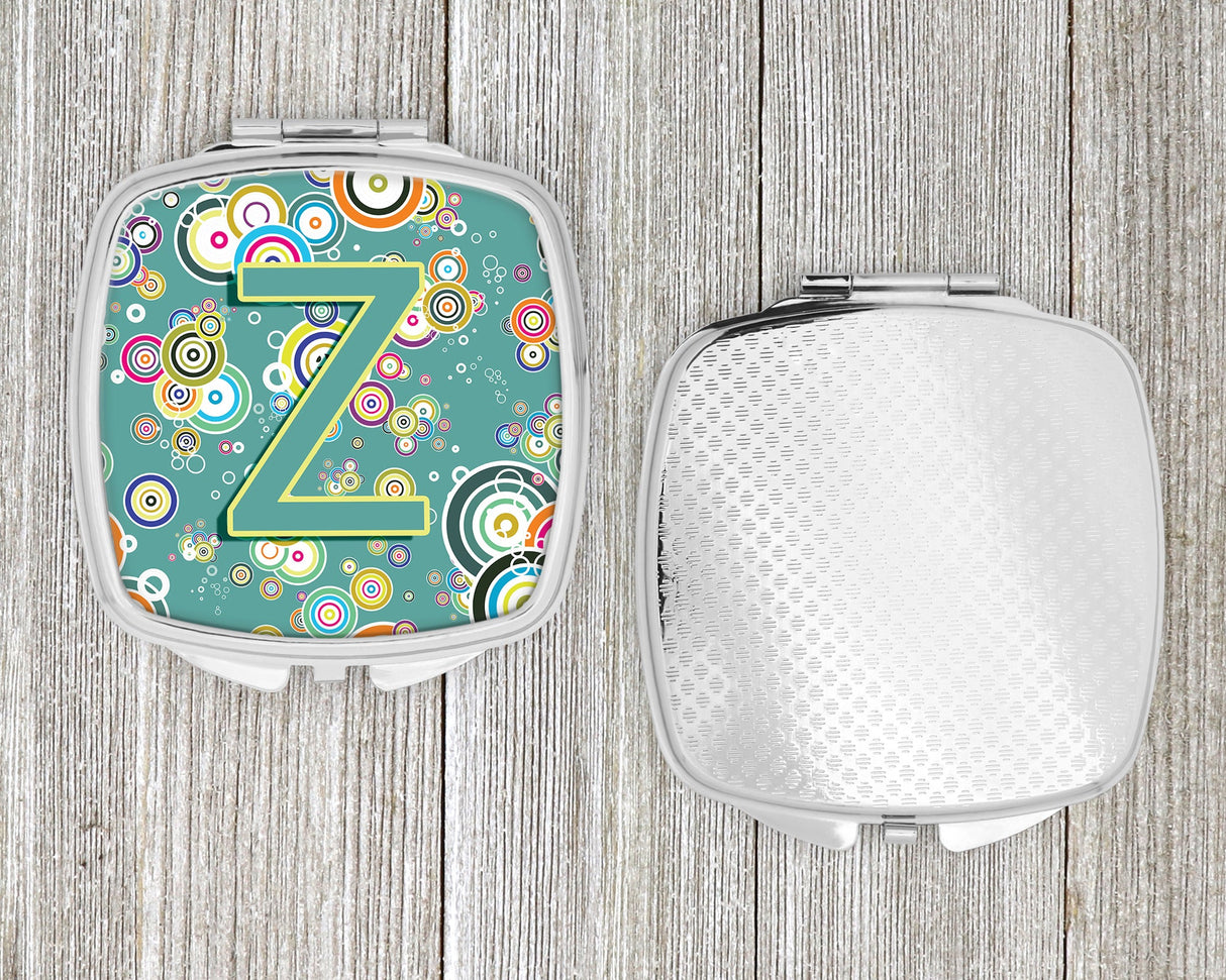 Letter Z Circle Circle Teal Initial Alphabet Compact Mirror CJ2015-ZSCM by Caroline's Treasures