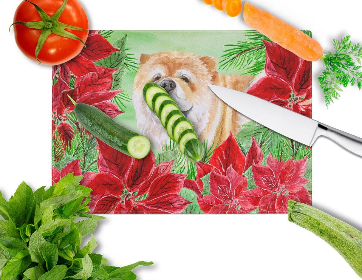 Cane Corso Poinsettas Glass Cutting Board Large CK1343LCB by Caroline's Treasures