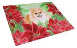 Pomeranian #2 Poinsettas Glass Cutting Board Large CK1363LCB by Caroline's Treasures