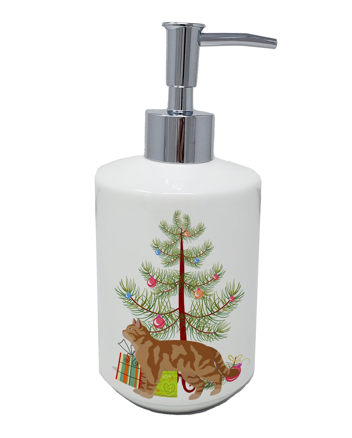 American Wirehair #2 Cat Merry Christmas Ceramic Soap Dispenser by Caroline's Treasures