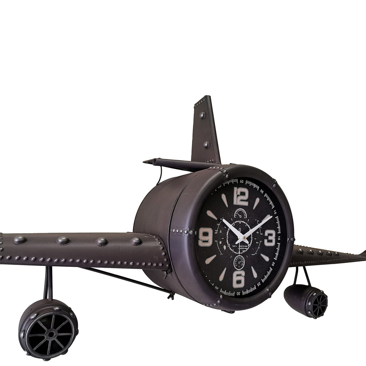 Large Rustic Vintage Fighter Wall Clock - Metal (large) by Peterson Housewares & Artwares