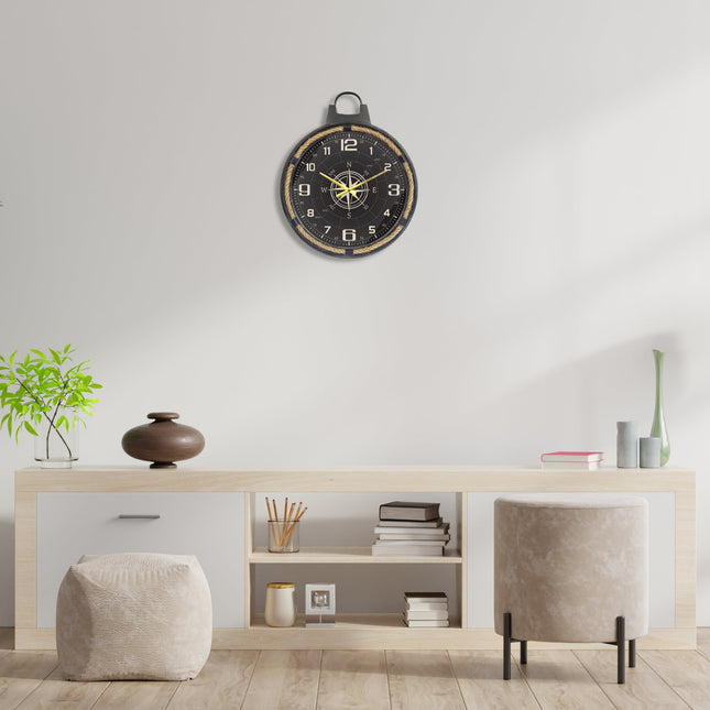 Sisal Rope Style Metal Wall Clock by Peterson Housewares & Artwares