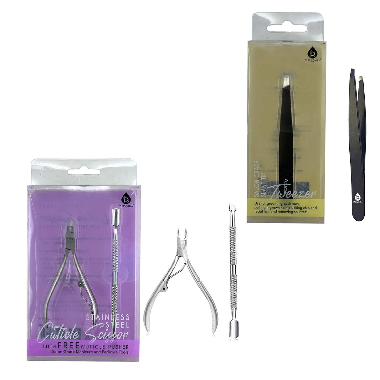 Precision Perfection Bundle: Slant Tip Tweezer + Salon-Grade Nail Care Kit by Pursonic