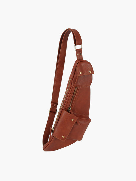 Leather Sling Bag Women Men Crossbody Daypack by hfstylish