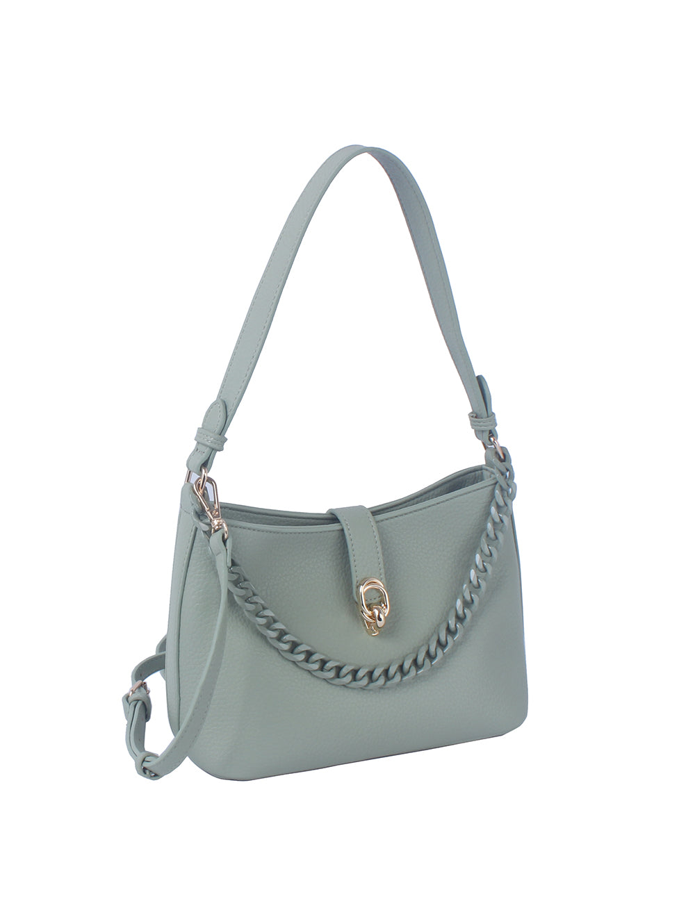 Chain Accented Hobo Handbag by hfstylish