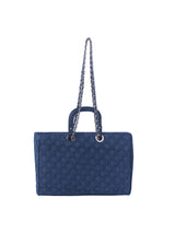 Quilted Design Denim Tote Handbag by hfstylish