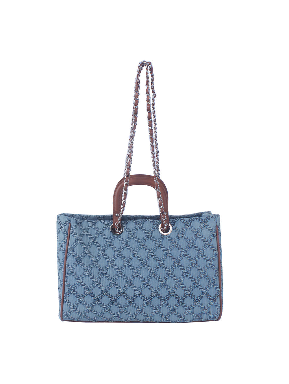 Quilted Design Denim Tote Handbag by hfstylish